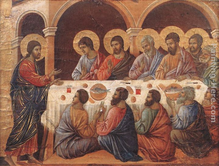 Appearence While the Apostles are at Table painting - Duccio di Buoninsegna Appearence While the Apostles are at Table art painting